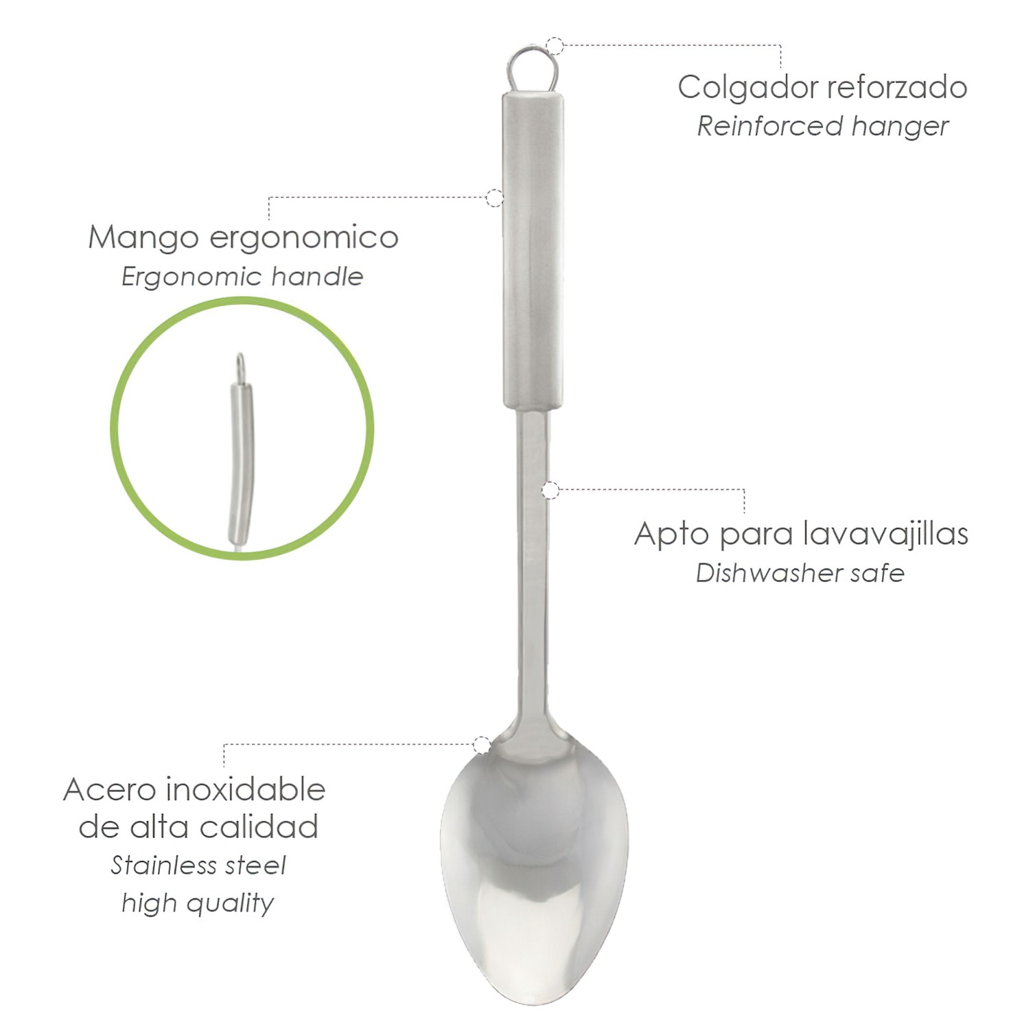 Cuchara Servir Cocina Acero Inoxidable 7 x 30,5 (Alt.) cm.