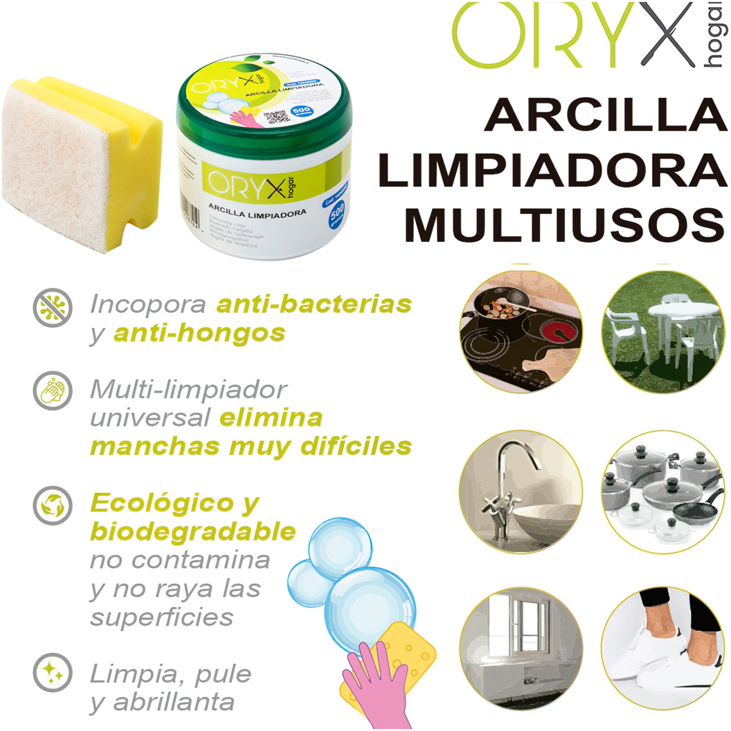 Arcilla Limpiadora Multiusos Tarro 500 gramos.