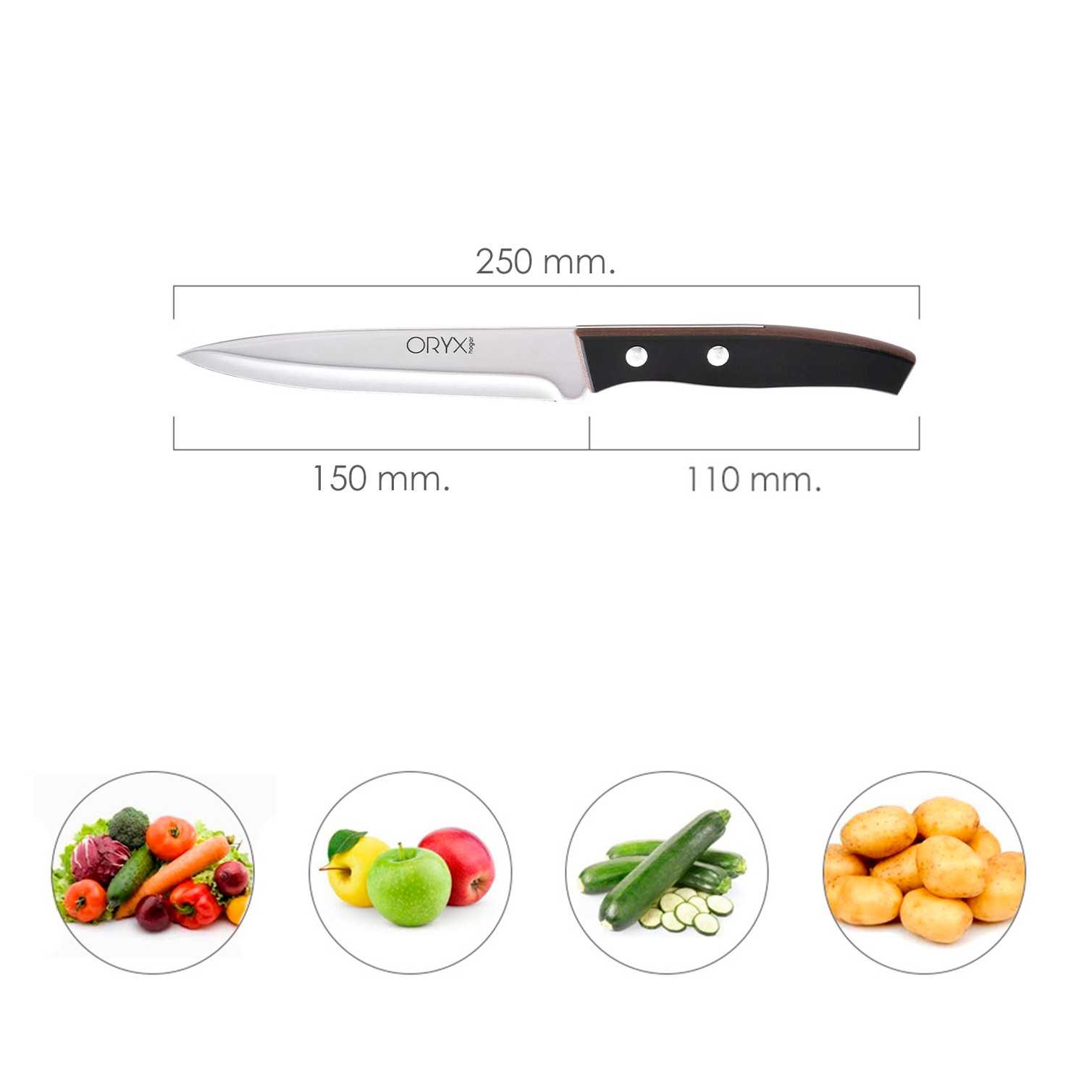 Cuchillo Aspen Verduras Hoja Acero Inoxidable 15 cm. Negro