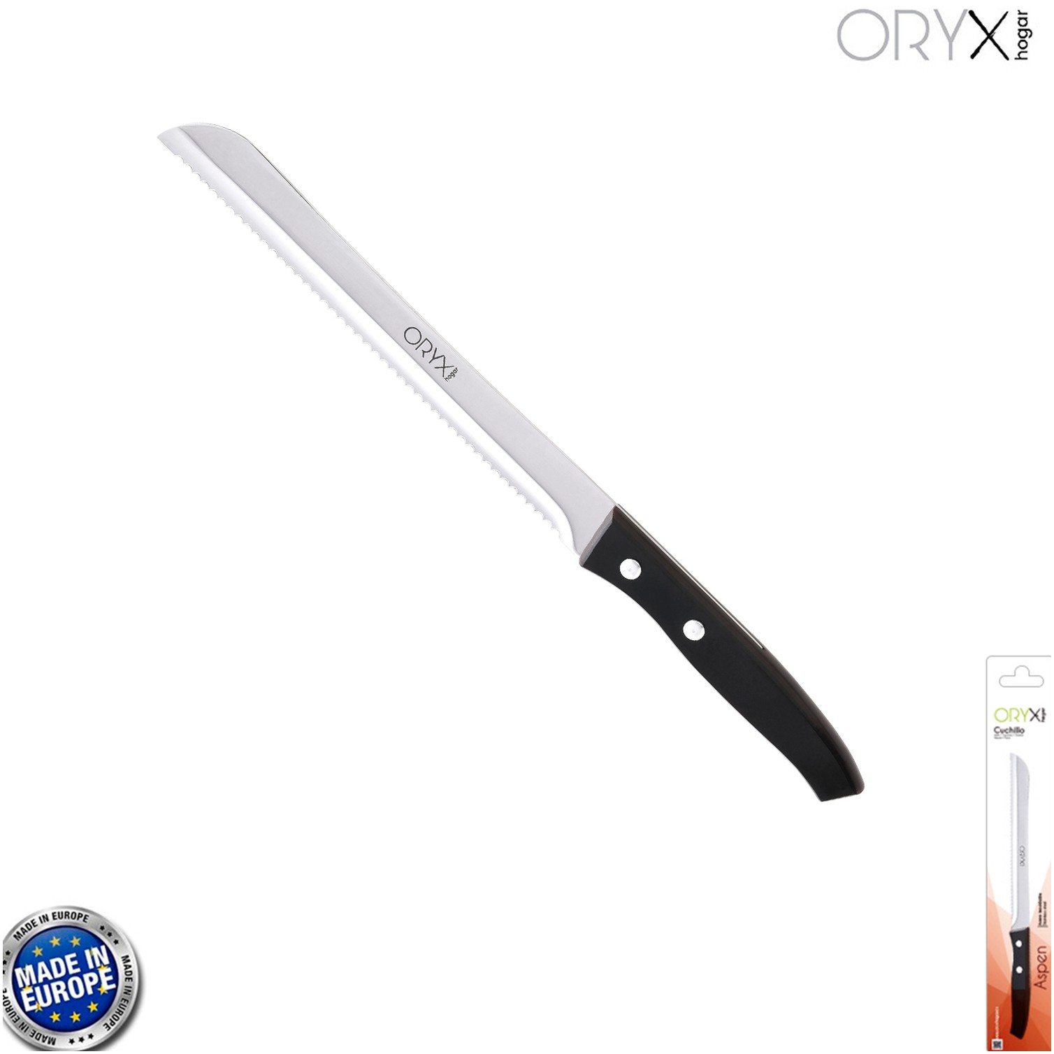 Cuchillo Aspen Panero Hoja Acero Inoxidable 19 cm. Negro