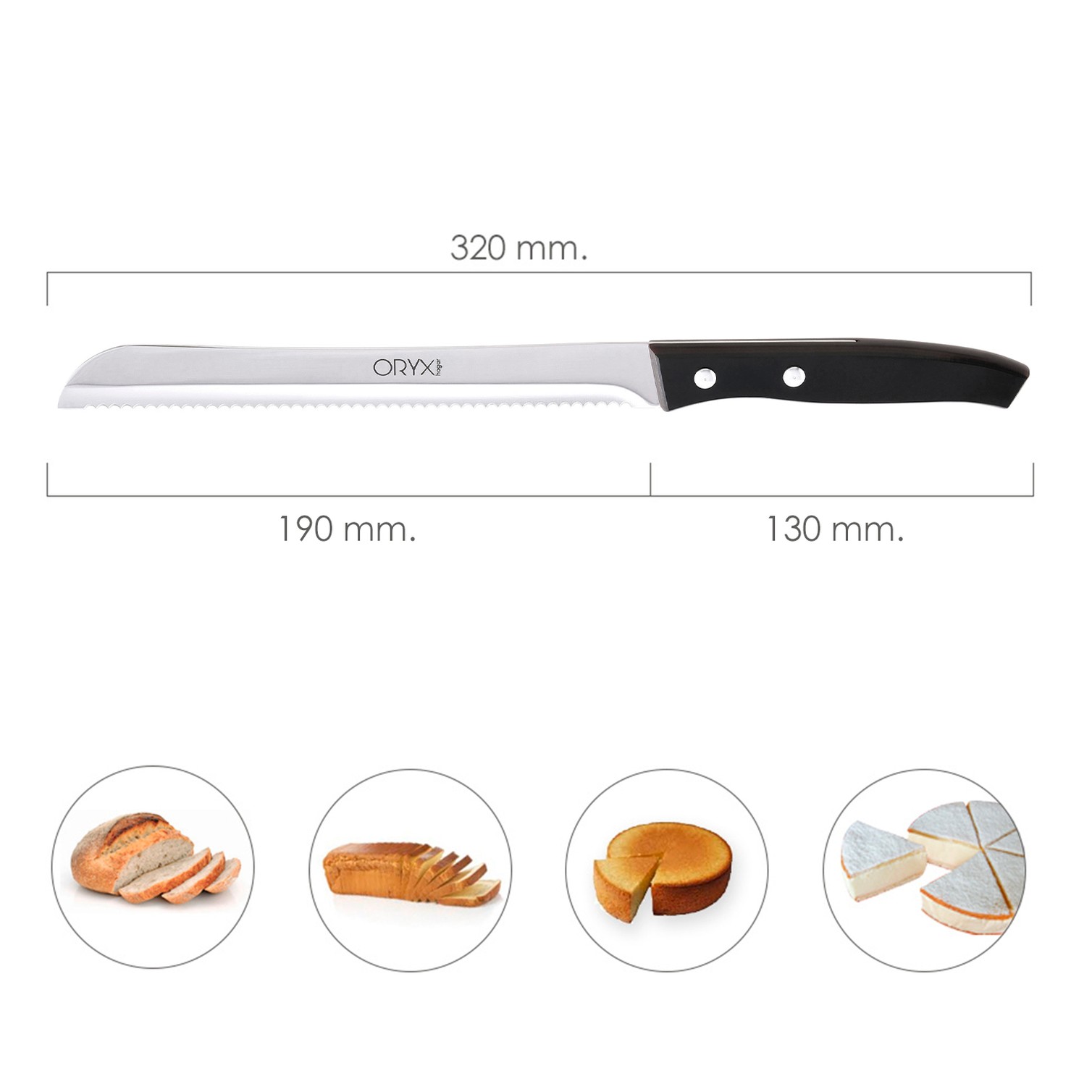 Cuchillo Aspen Panero Hoja Acero Inoxidable 19 cm. Negro