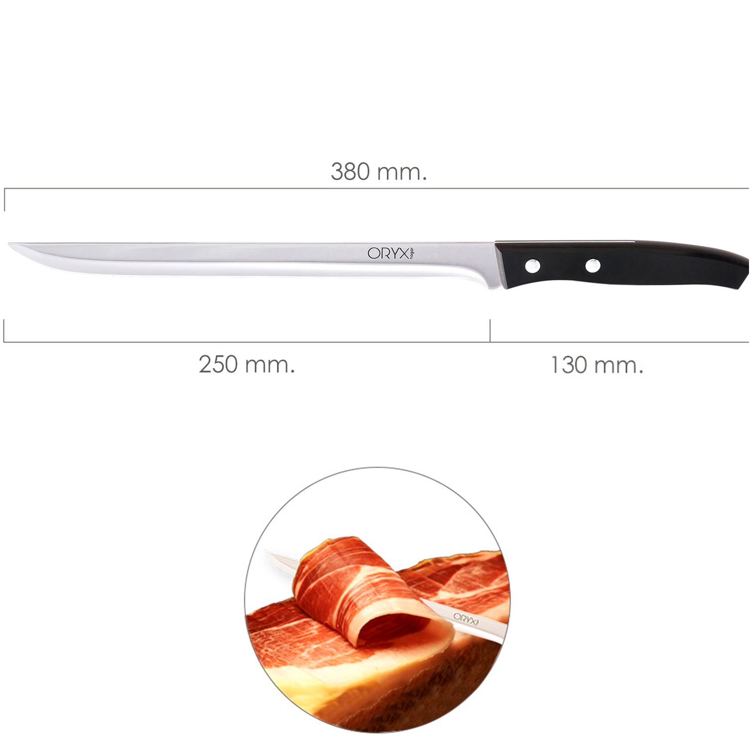 Cuchillo Aspen Jamonero Hoja Acero Inoxidable 25 cm. Negro