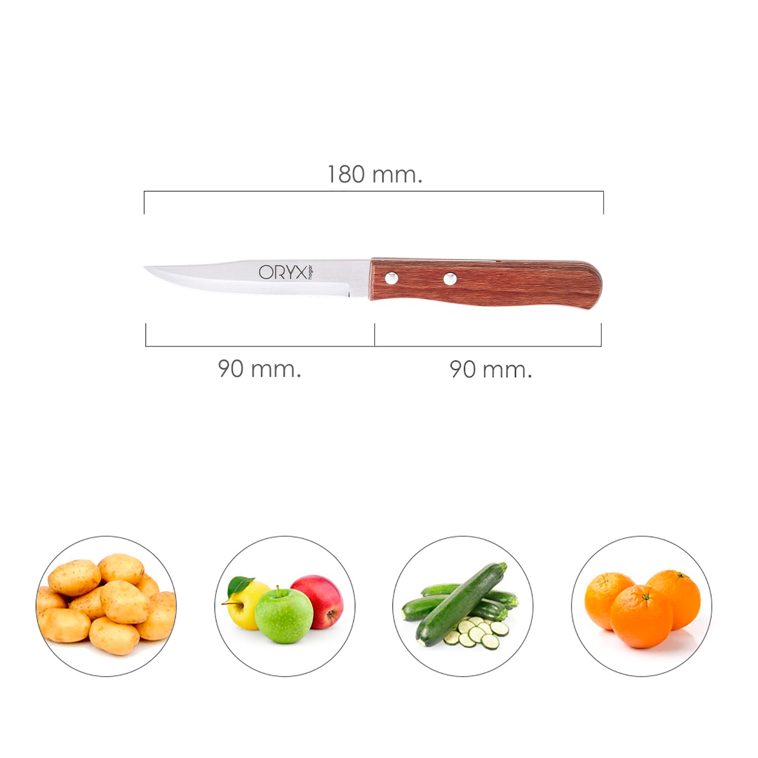 Cuchillo Montana Patatero Hoja Acero Inoxidable 9 cm. Mango madera (Blister 3 piezas)