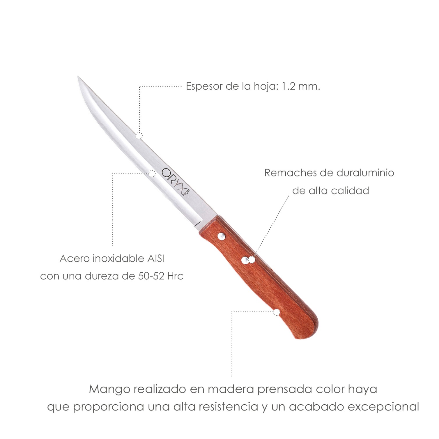 Cuchillo Montana Cocina Hoja Acero Inoxidable 13 cm. Mango Madera
