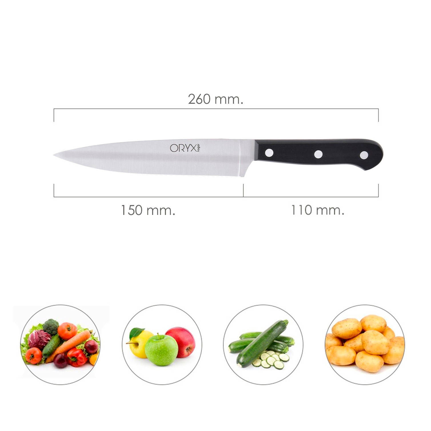 Cuchillo Grenoble Verduras Hoja Acero Inoxidable 15 cm. Negro