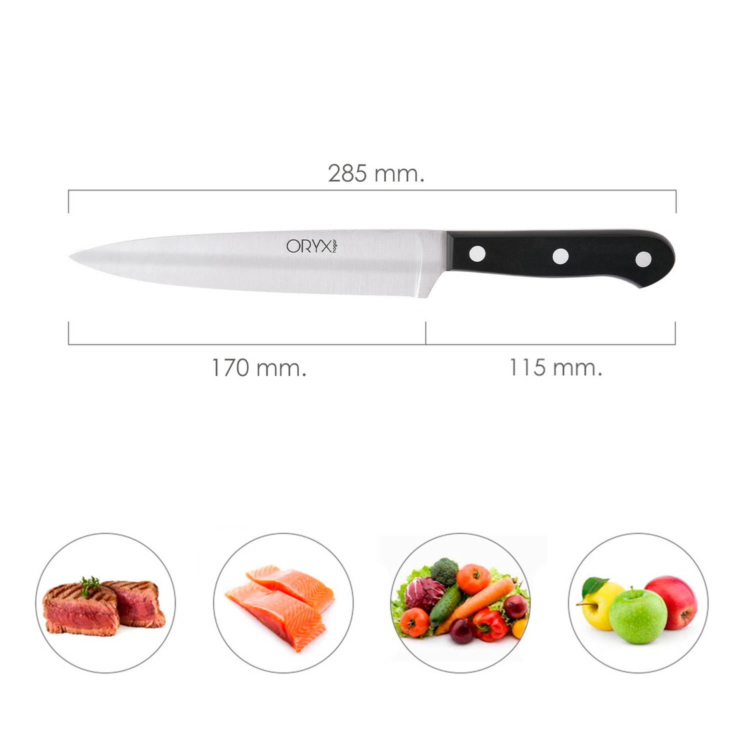 Cuchillo Grenoble Cocina Hoja Acero Inoxidable 17 cm. Negro