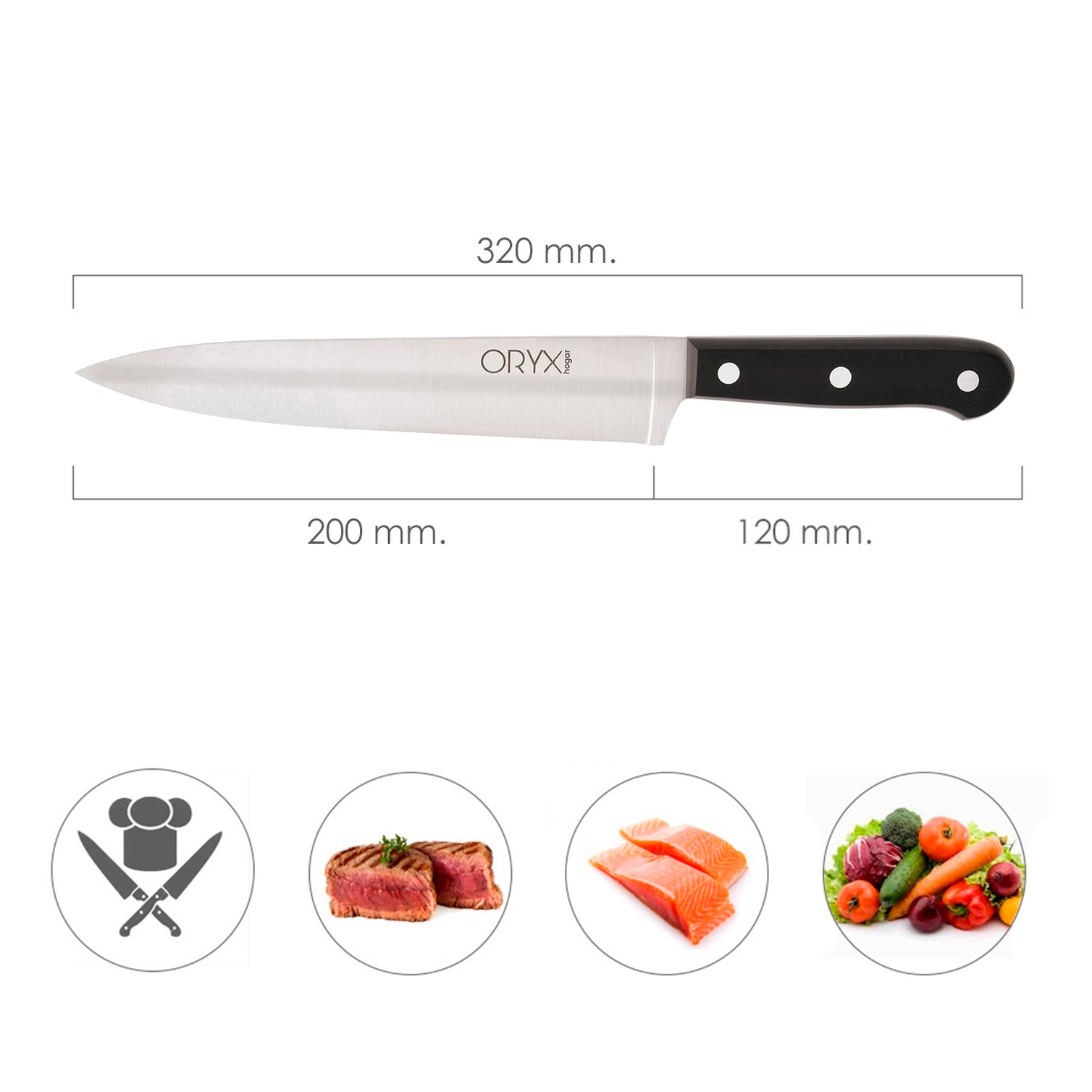 Cuchillo Grenoble Cocinero / Chef Hoja Acero Inoxidable 20 cm. Negro