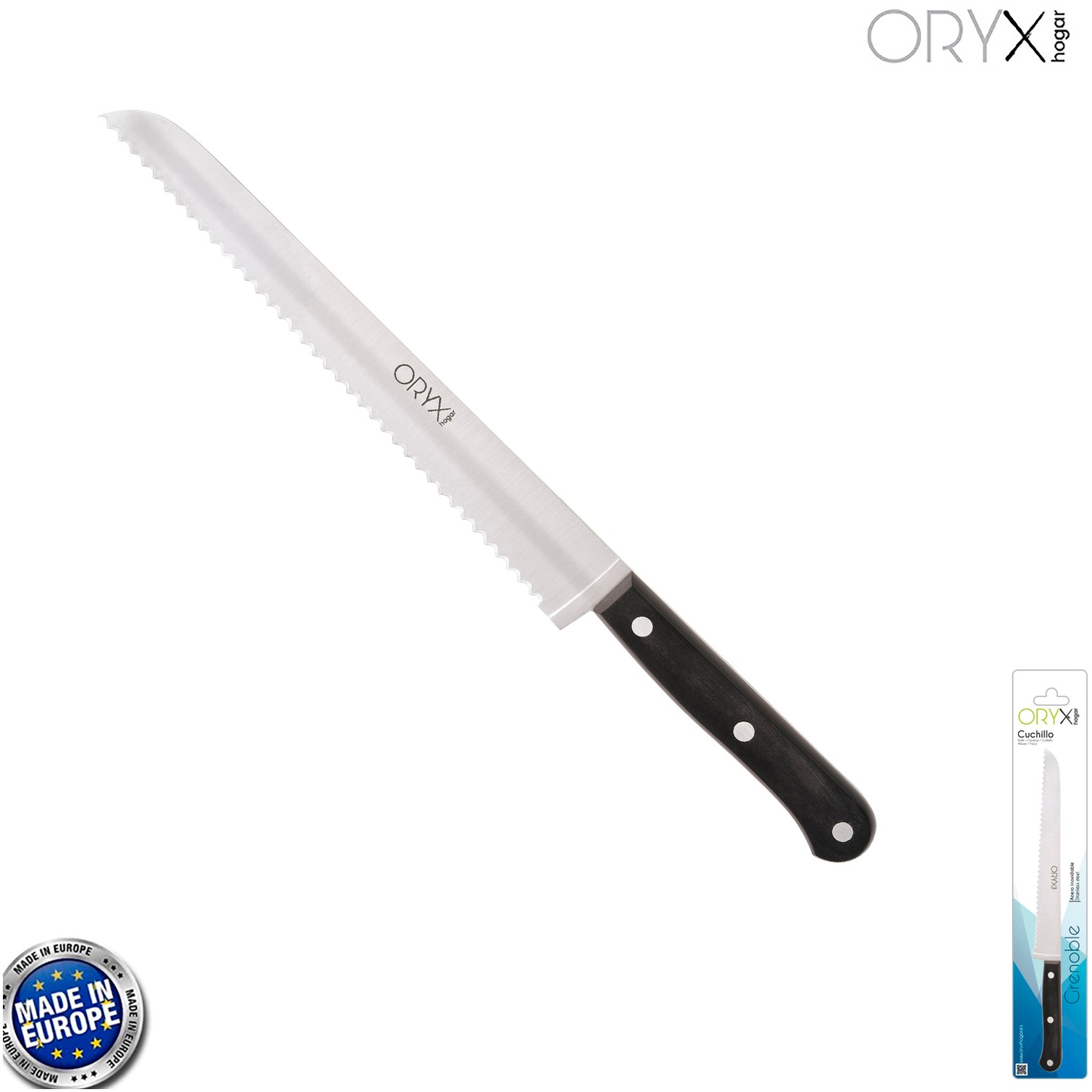 Cuchillo Grenoble Panero Hoja Acero Inoxidable 20 cm. Negro