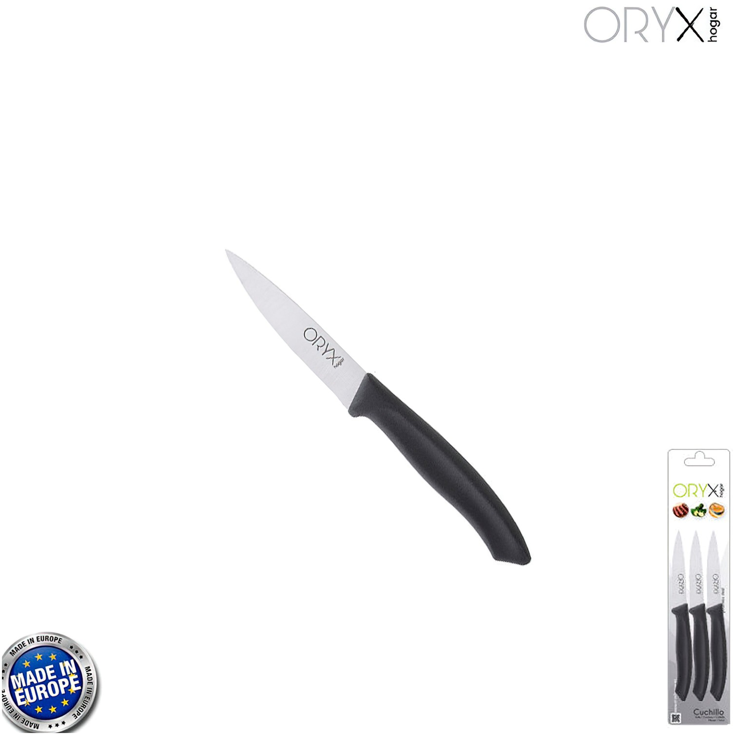 Cuchillo Nuuk Mondador Hoja Acero Inoxidable 9 cm. Negro (Blister 3 Piezas)