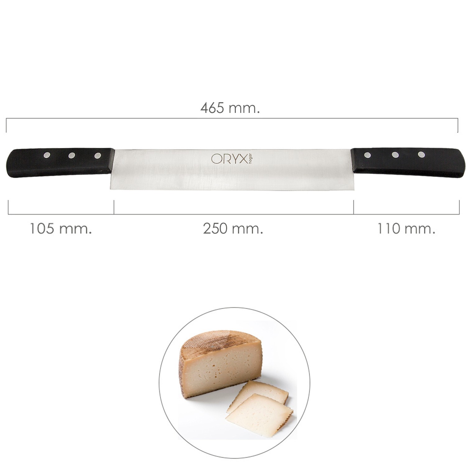 Cuchillo Grenoble Quesero 2 Mangos Hoja Acero Inoxidable 25 cm. Negro