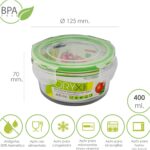 Recipiente Hermetico Cristal Redondo 400 ml. Ø 125 x 7 (alt) cm. [+2 variaciones de Medida Disponibles]
