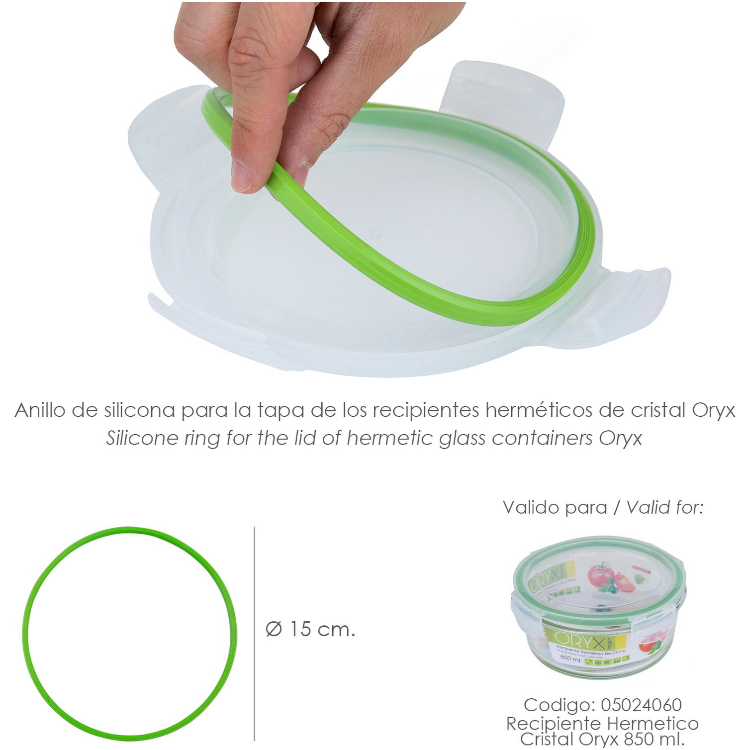 Anillo Silicona Para Recipiente Hermetico Cristal Redondo 850 ml.