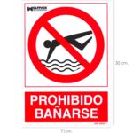 Cartel Prohibido Bañarse 21x 30 (Alt.) cm.