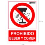 Cartel Prohibido Beber y Comer 21x 30 (Alt.) cm.