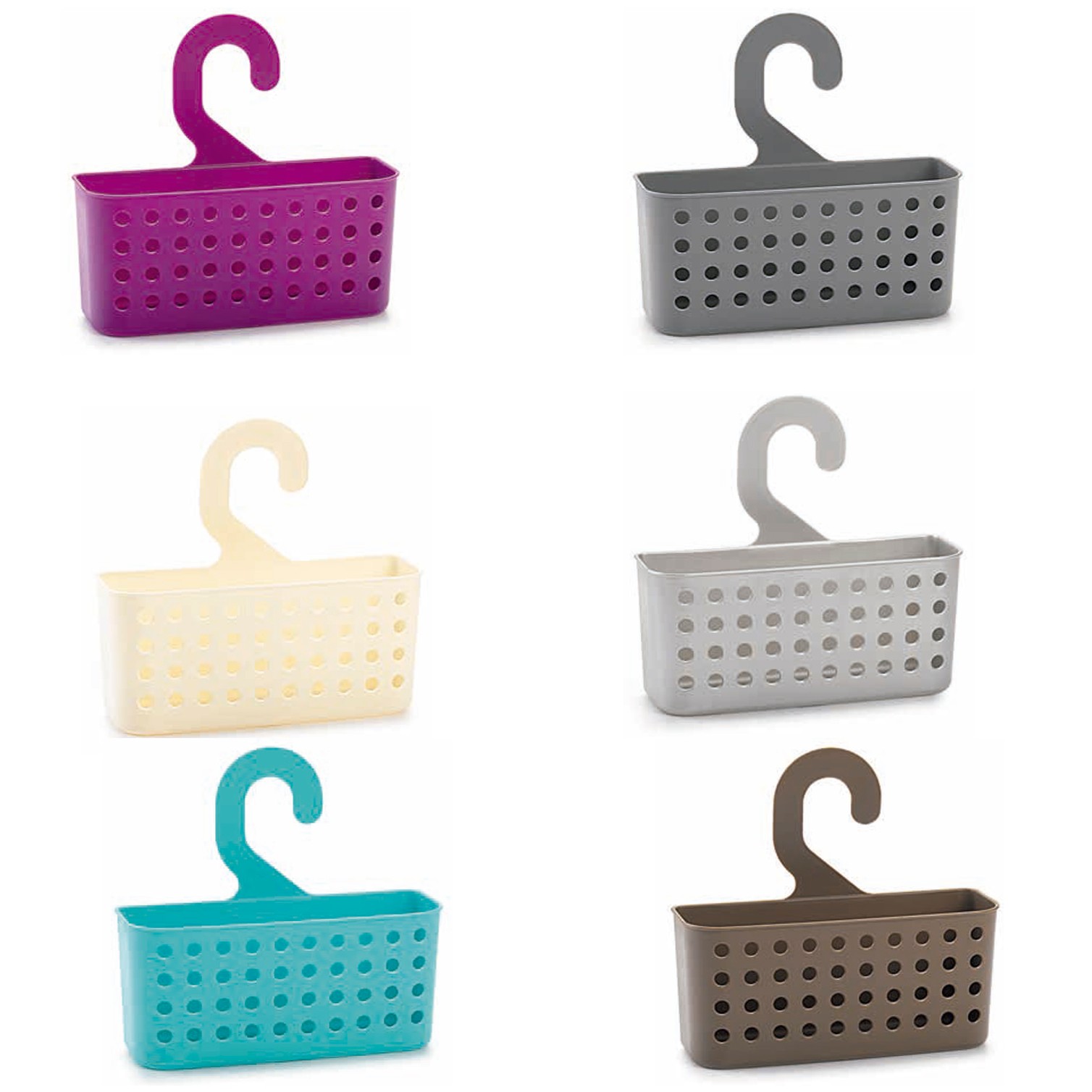 Cesta Plastico Multiusos (Pinzas / Duchas) Con Colgador Colores Surtidos