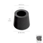 Taco Goma Andador Negro Ø 22mm Con Arandela Interior Bolsa 50 Unidades