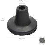 Taco Goma Baston Negro Tubo Ø 19 mm. / Base Ø 85 mm. Tipo Ventosa Bolsa 5 Unidades