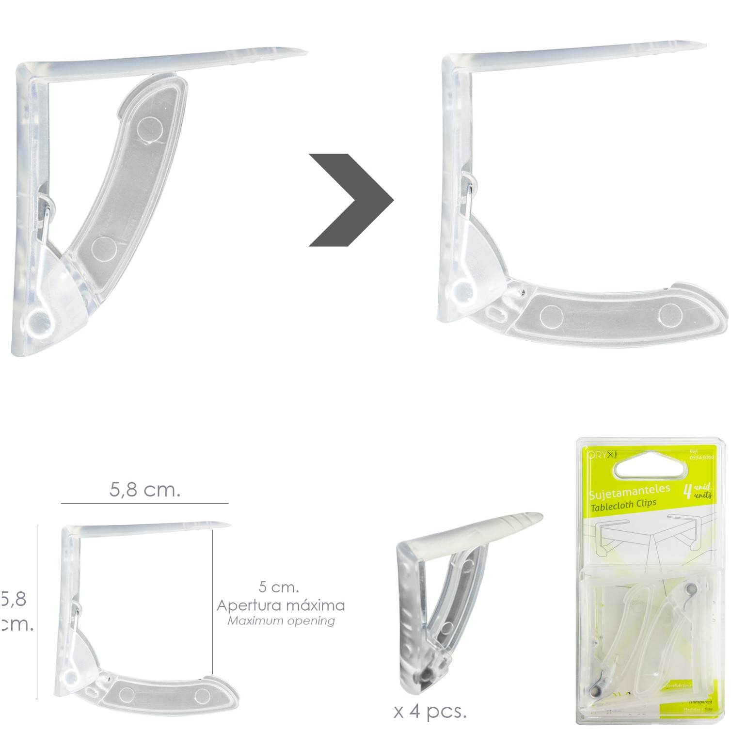Sujeta Manteles Transparentes Con Muelle Extrafuerte 4 Piezas