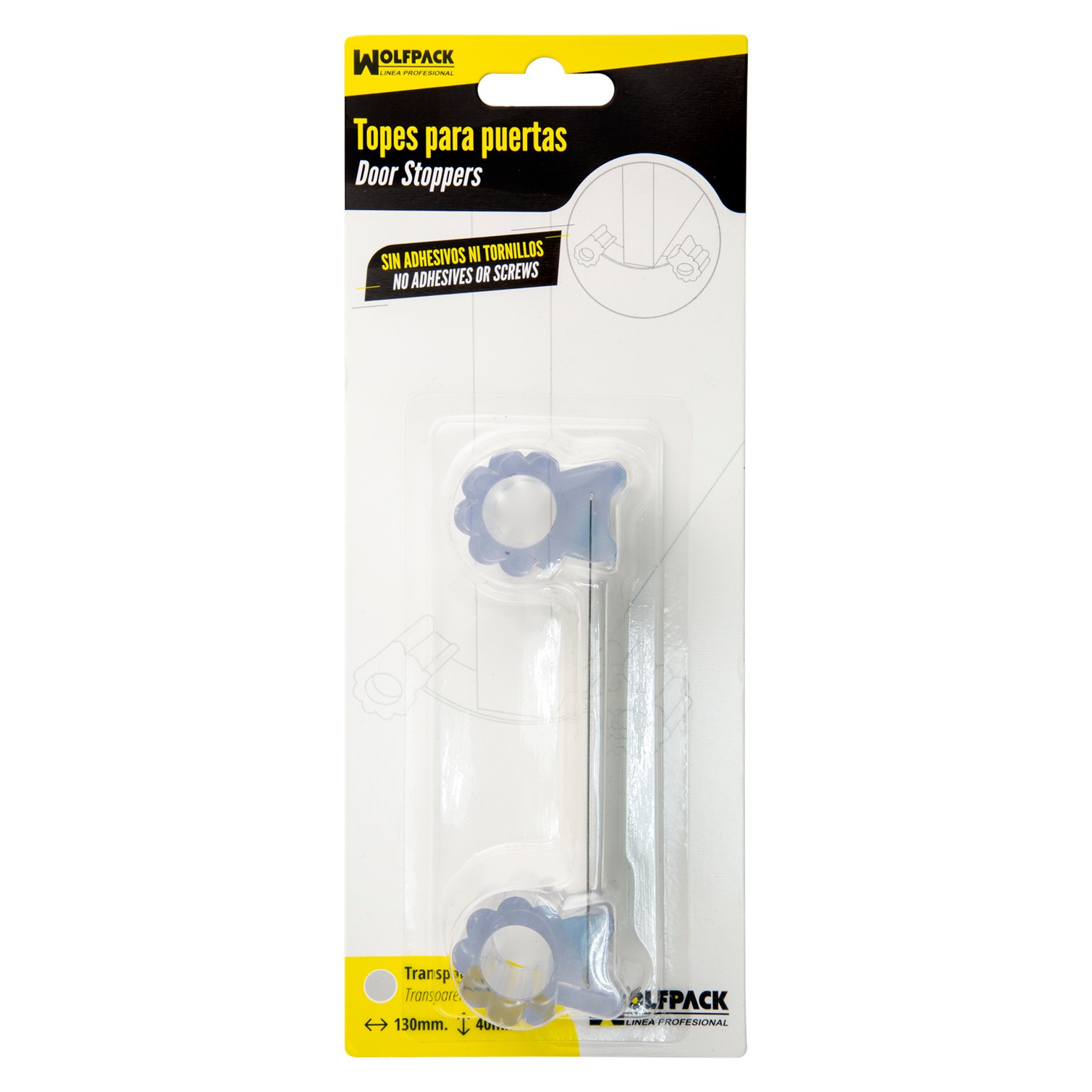 Tope Sujeta Puerta Goma Transparente 13 cm.