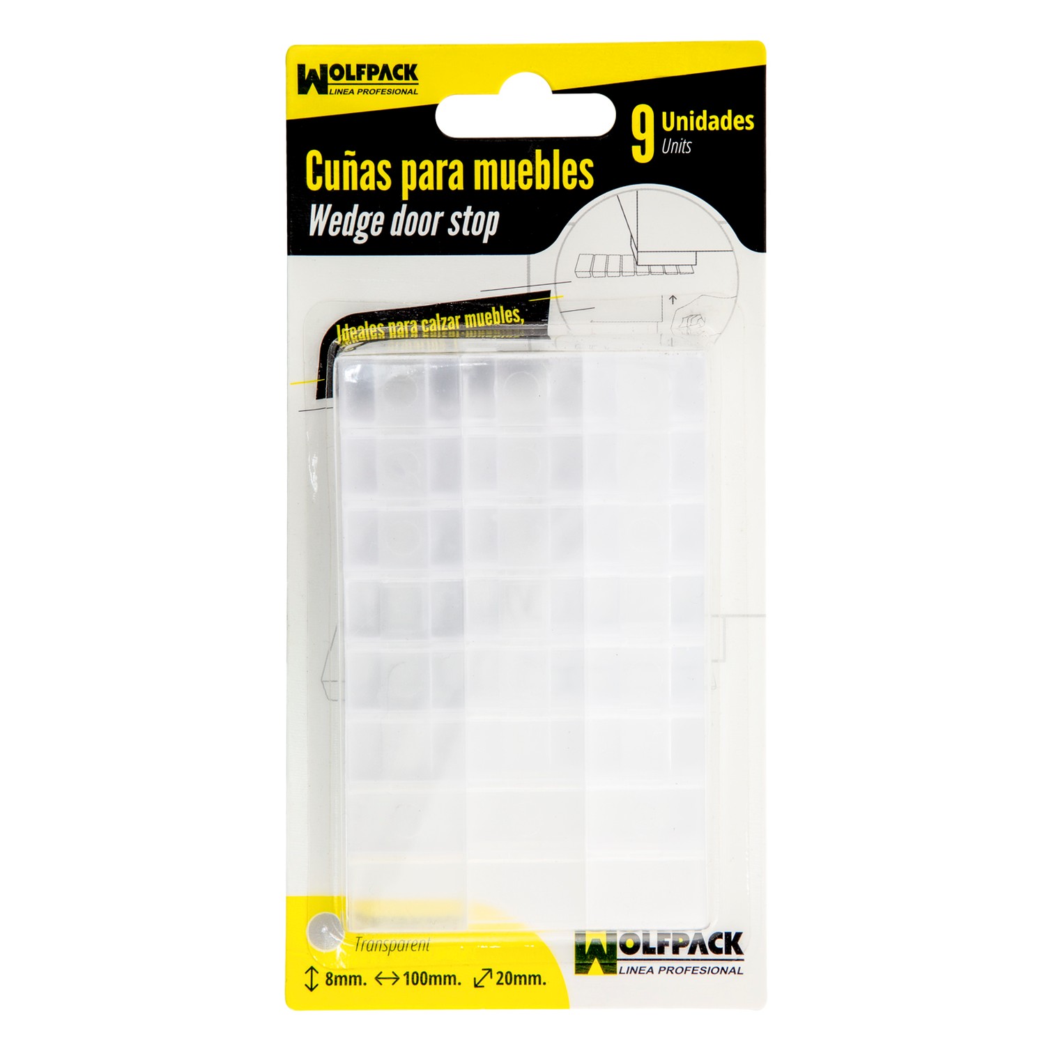 Cuñas Calza Muebles Ajustable / Recortable Transparente (Blister 9 Piezas)