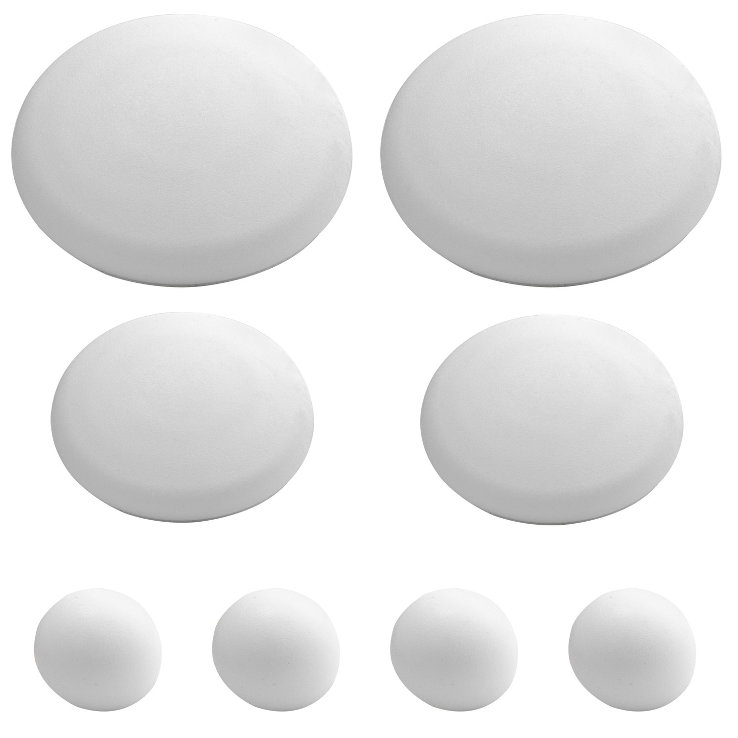 Topes Adhesivos para Paredes / Puertas / Ventanas / Mobiliario 2 x Ø 60 mm. / 2 x 40 mm. / 4 x 22 mm. (Blister 8 piezas)