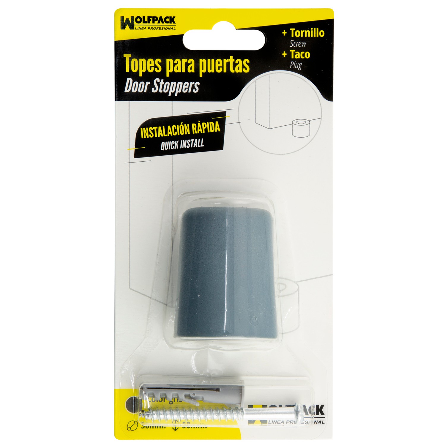 Tope Grande Para Puerta Amortiguacion Extrafuerte Ø 38 x 50 mm