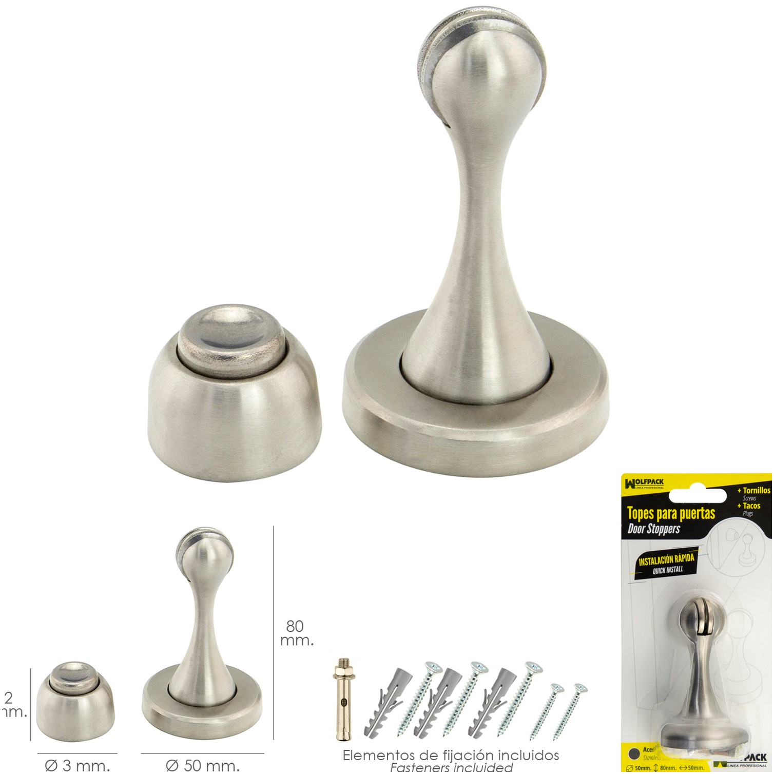 Tope Puerta Retenedor Magnetico Extrafuerte Acero Inoxidable Para Pared y Suelo
