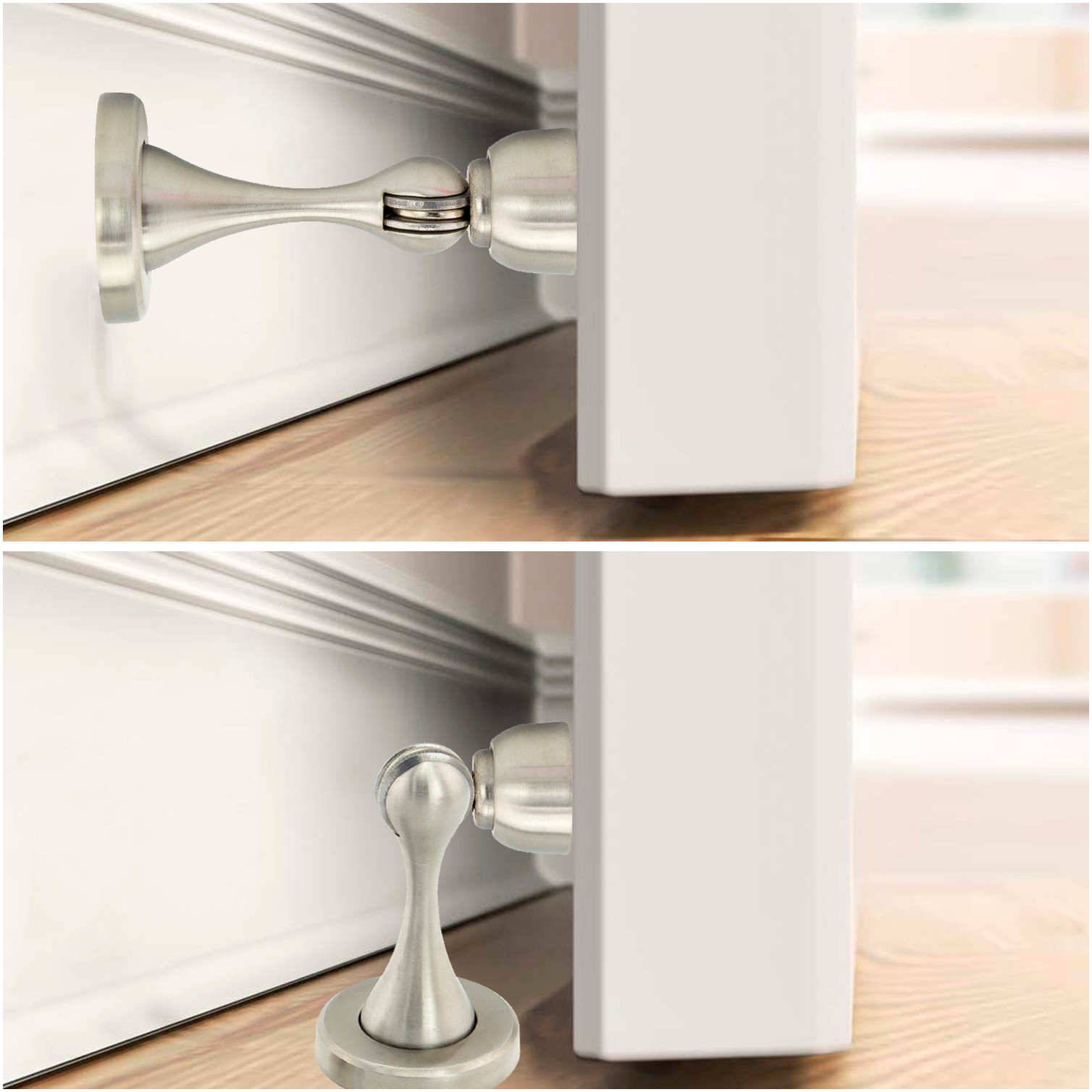 Tope Puerta Retenedor Magnetico Extrafuerte Acero Inoxidable Para Pared y Suelo
