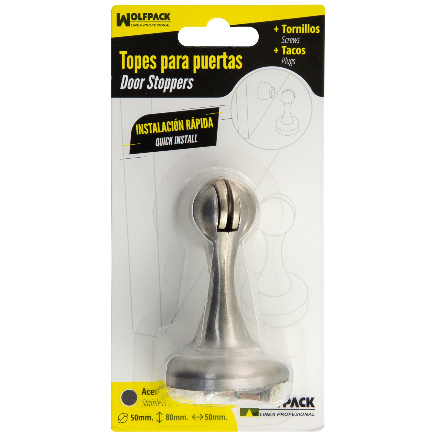 Tope Puerta Retenedor Magnetico Extrafuerte Acero Inoxidable Para Pared y Suelo
