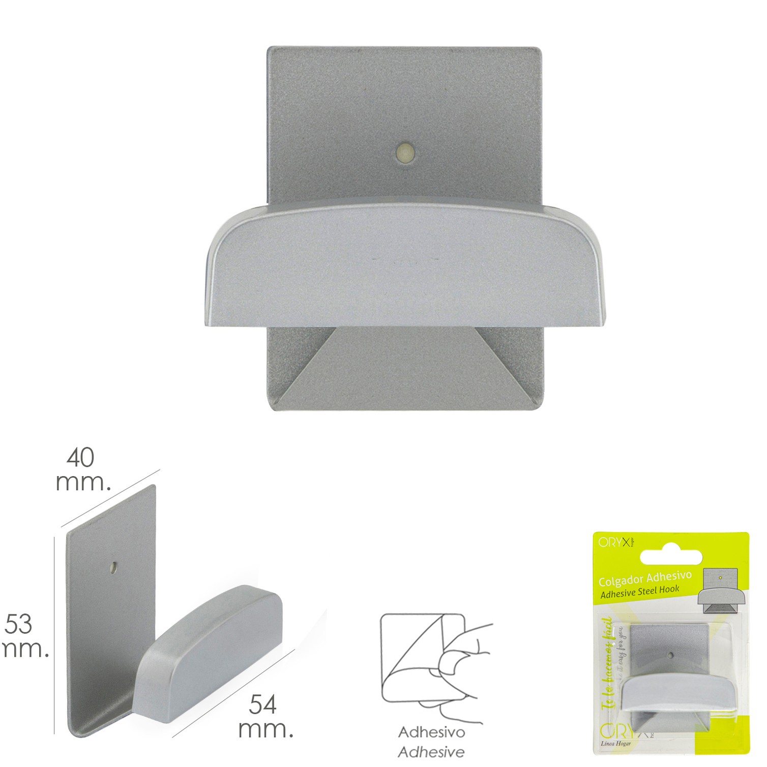 Colgador Percha Adhesivo Acero Inoxidable Color Gris