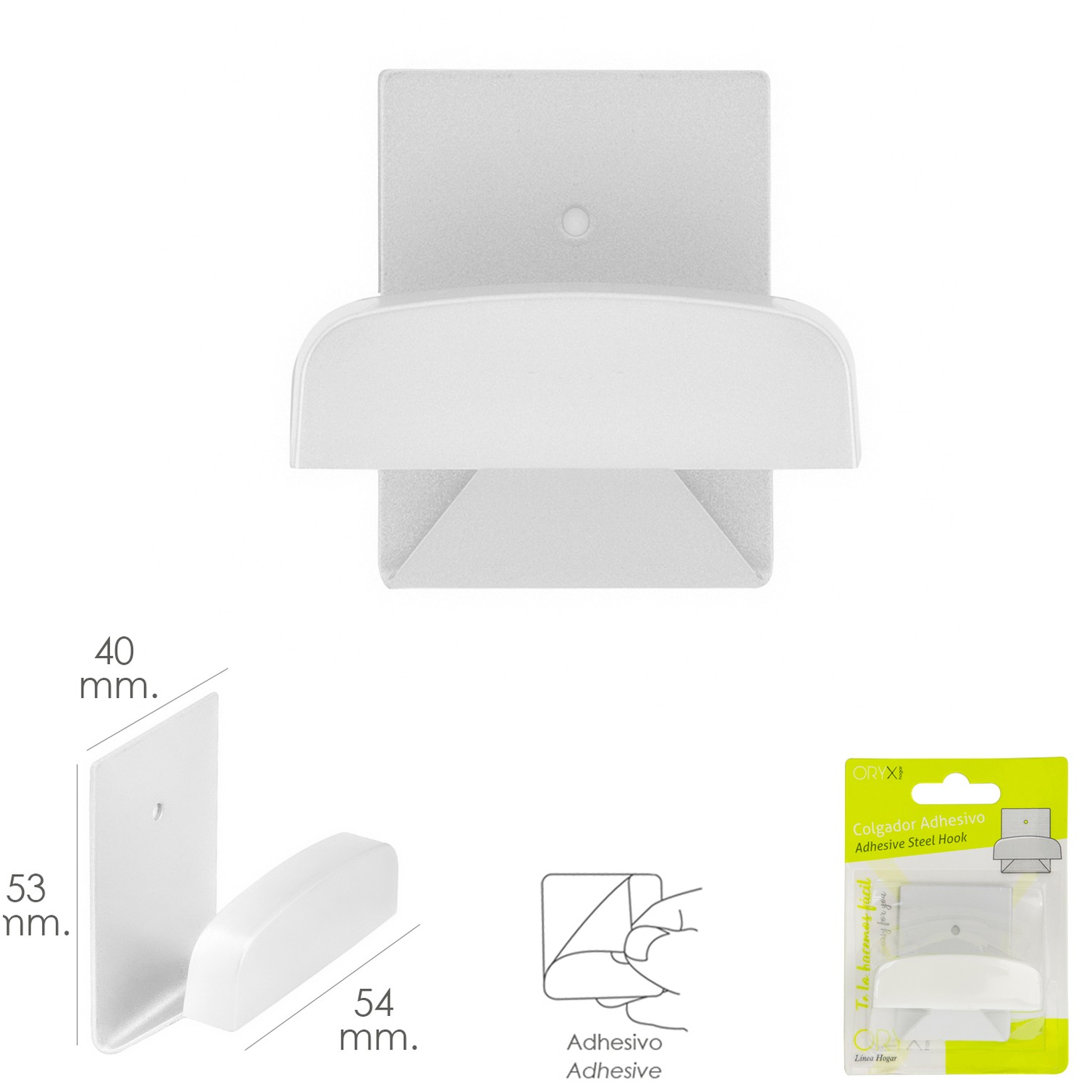 Colgador Percha Adhesivo Acero Inoxidable Color Blanco