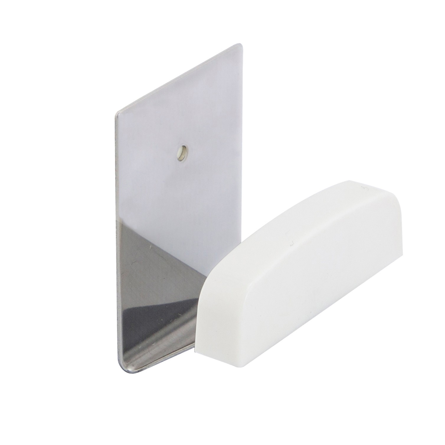 Colgador Percha Adhesivo Acero Inoxidable Color Metalizado / Blanco