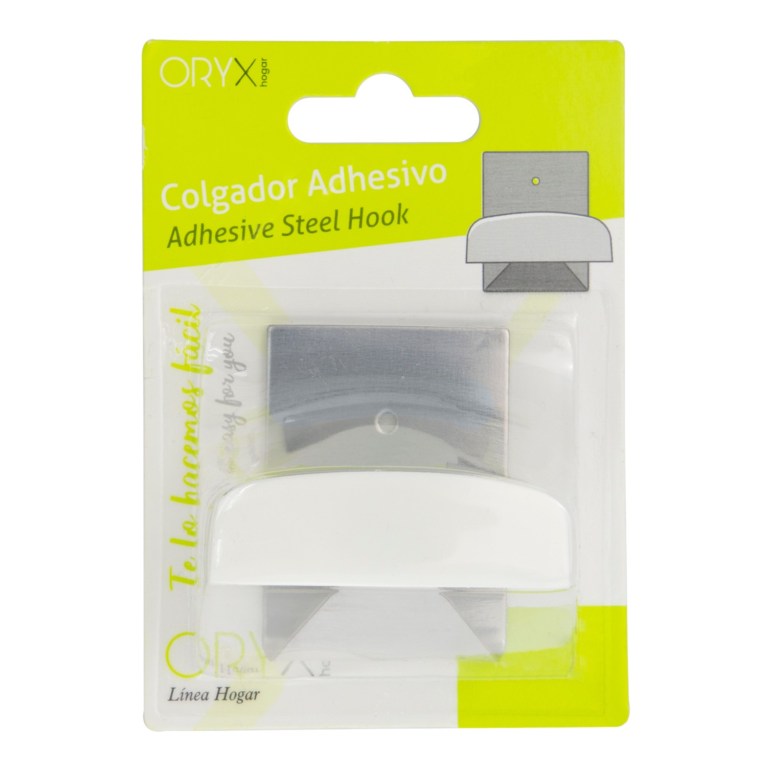 Colgador Percha Adhesivo Acero Inoxidable Color Metalizado / Blanco