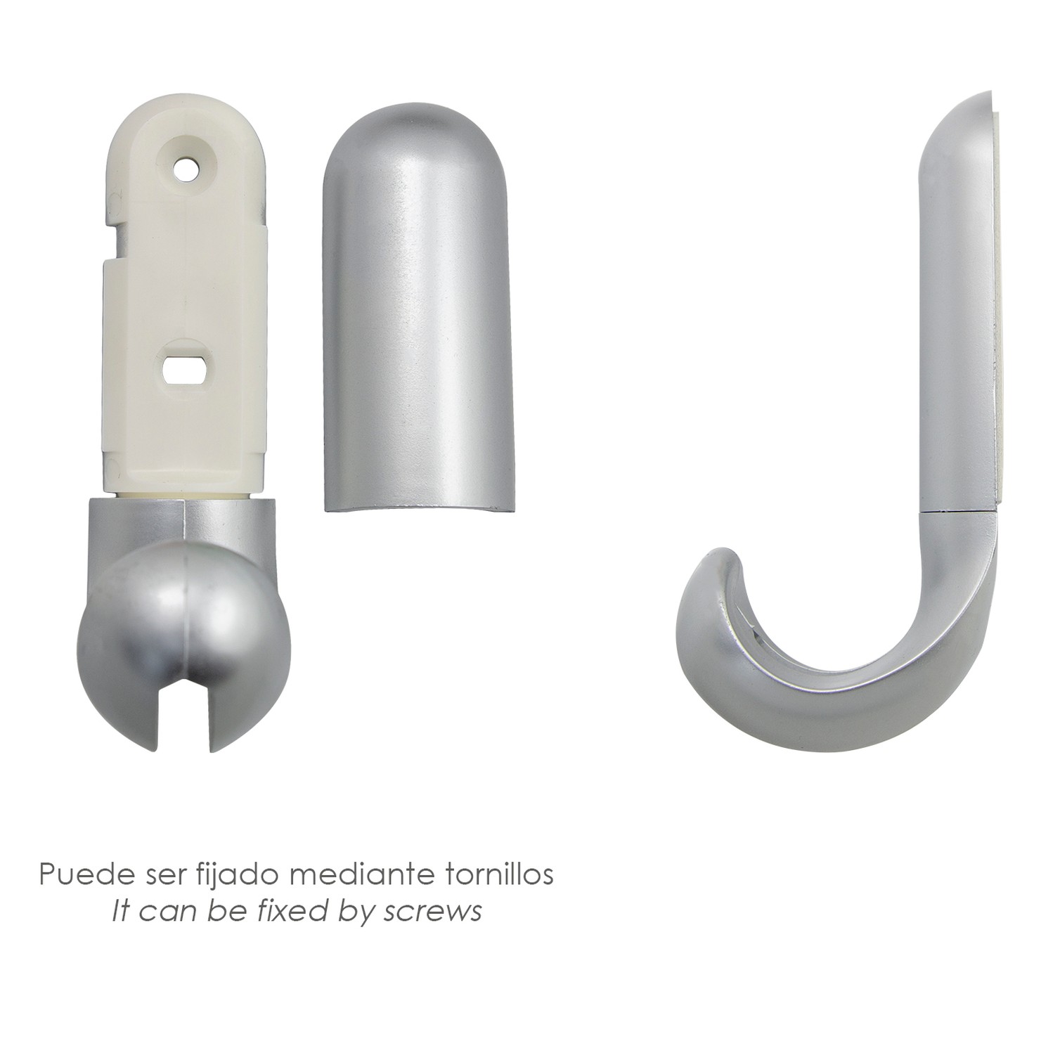 Colgador Adhesivo / Atornillable Plateado Mate