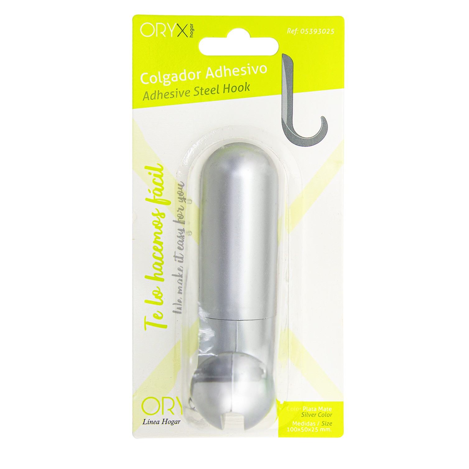 Colgador Adhesivo / Atornillable Plateado Mate