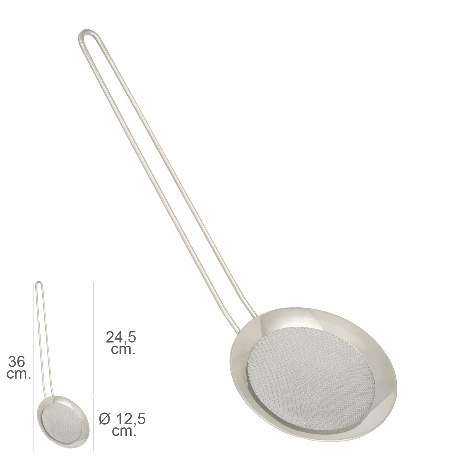 Espumadera Malla Acero inoxidable Ø 12,5 cm. Con Mango 24,5 cm.