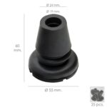 Taco Goma Baston Negro Tubo Ø 19 mm. / Base Ø 55 mm. Tipo Fuelle Bolsa 25 Unidades
