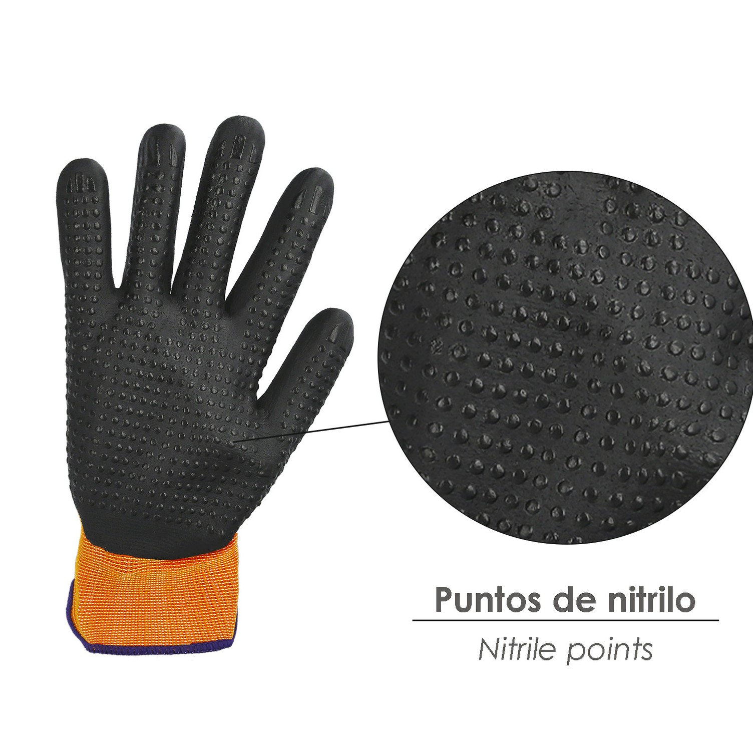Guantes Nylon Con Palma En Foam y Puntos Nitrilo Touch 10" (Par)