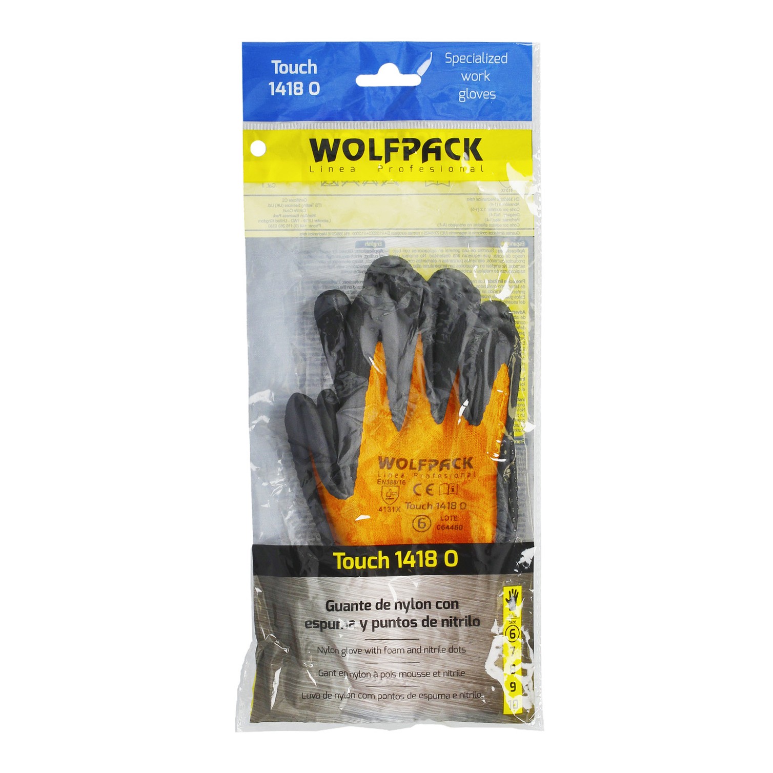 Guantes Nylon Con Palma En Foam y Puntos Nitrilo Touch 9" (Par)