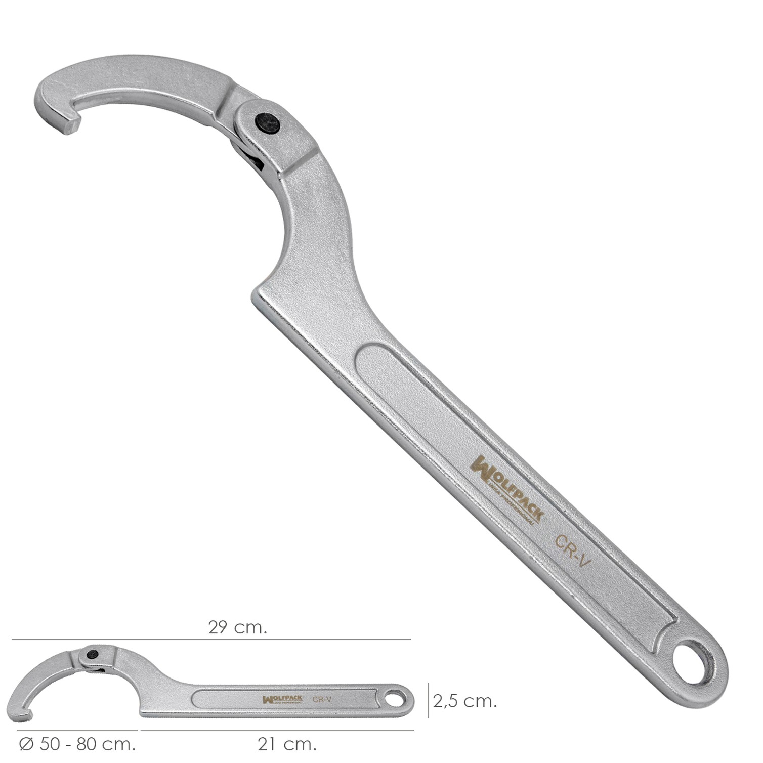 Llave De Gancho Articulada Para Tuberias Ø 50 a 80 mm.