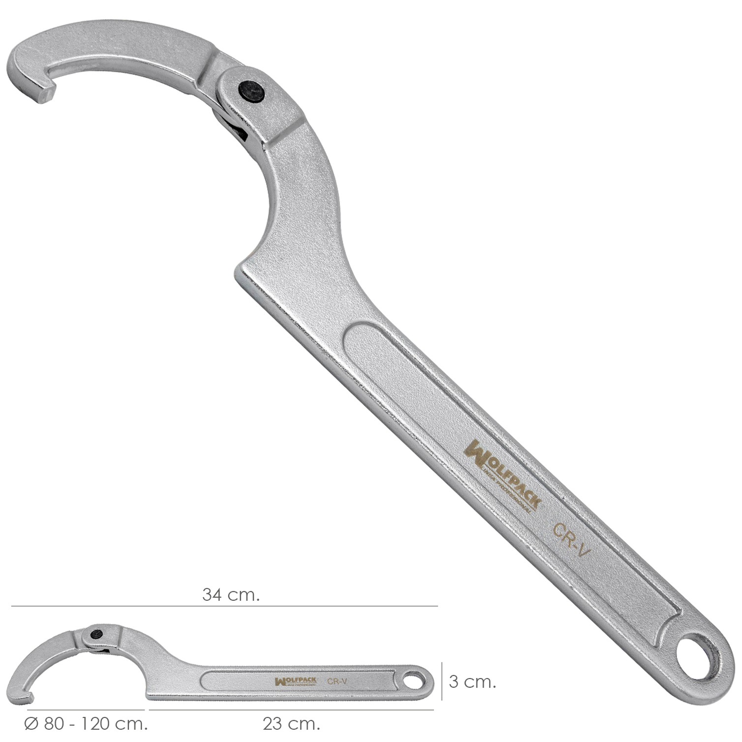 Llave De Gancho Articulada Para Tuberias Ø 80 a 120 mm.