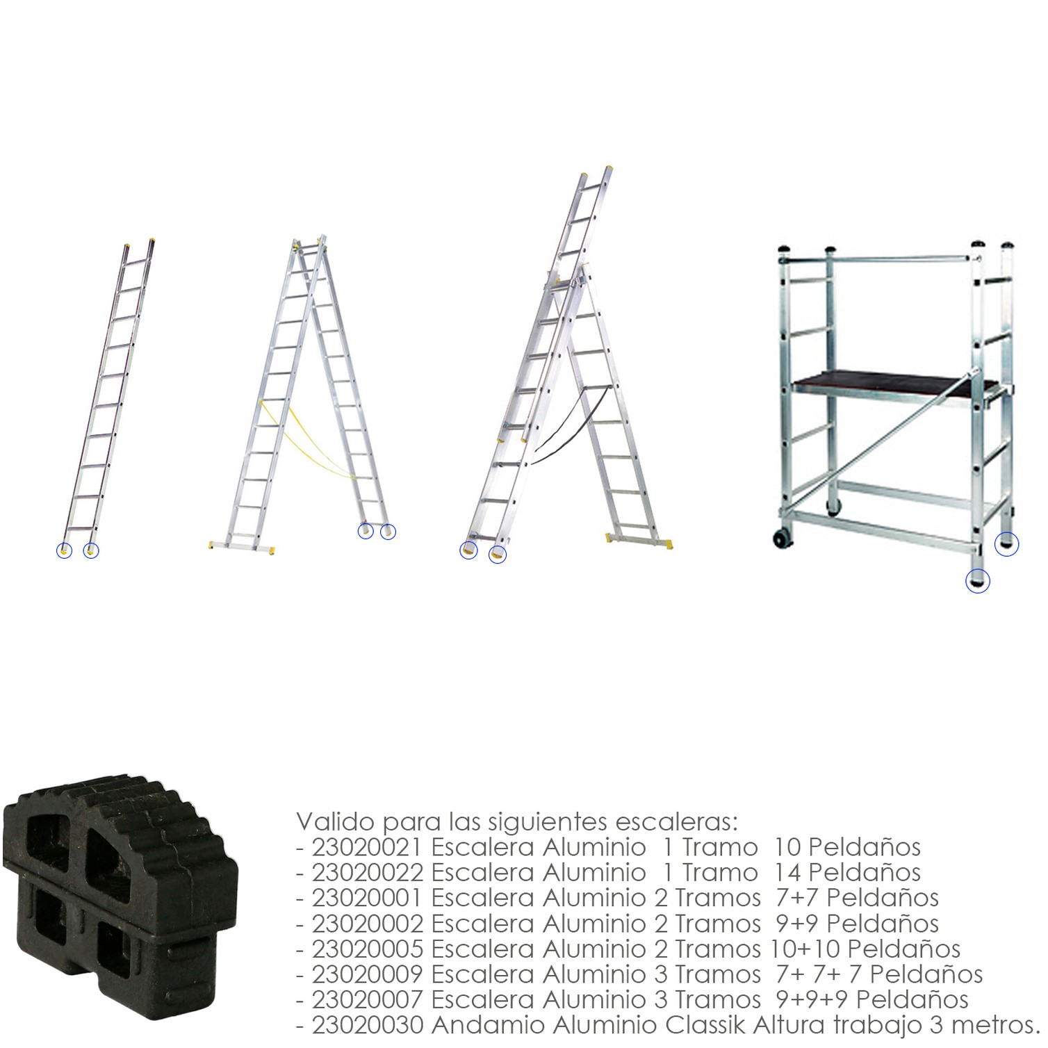 Contera Escalera 1 / 2 / 3 Tramos y Andamio Aluminio Classik Version 2019