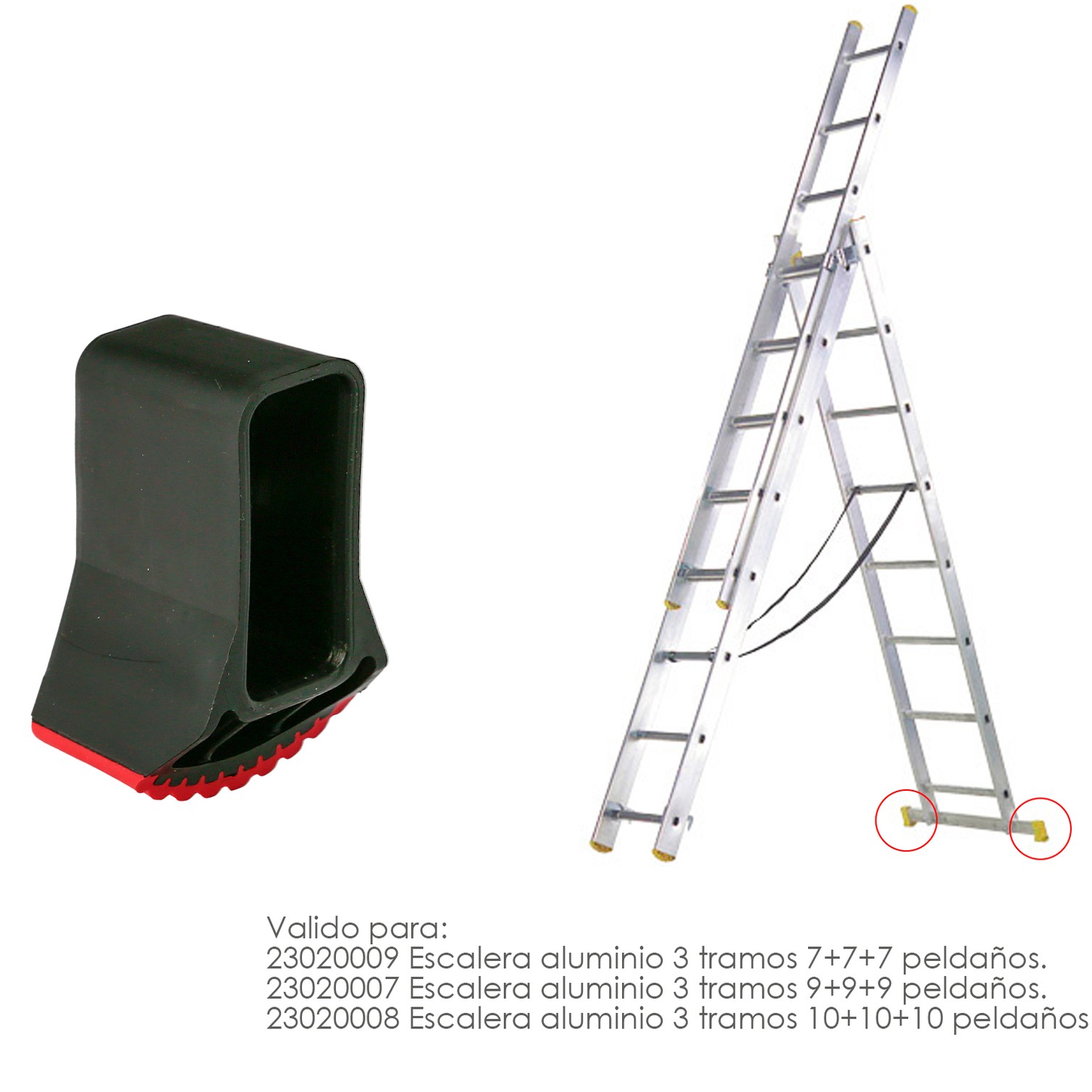 Contera Escalera Larguero Aluminio Industrial 10+10+10 / 9+9+9 / 7+7+7 Peldaños Version 2019