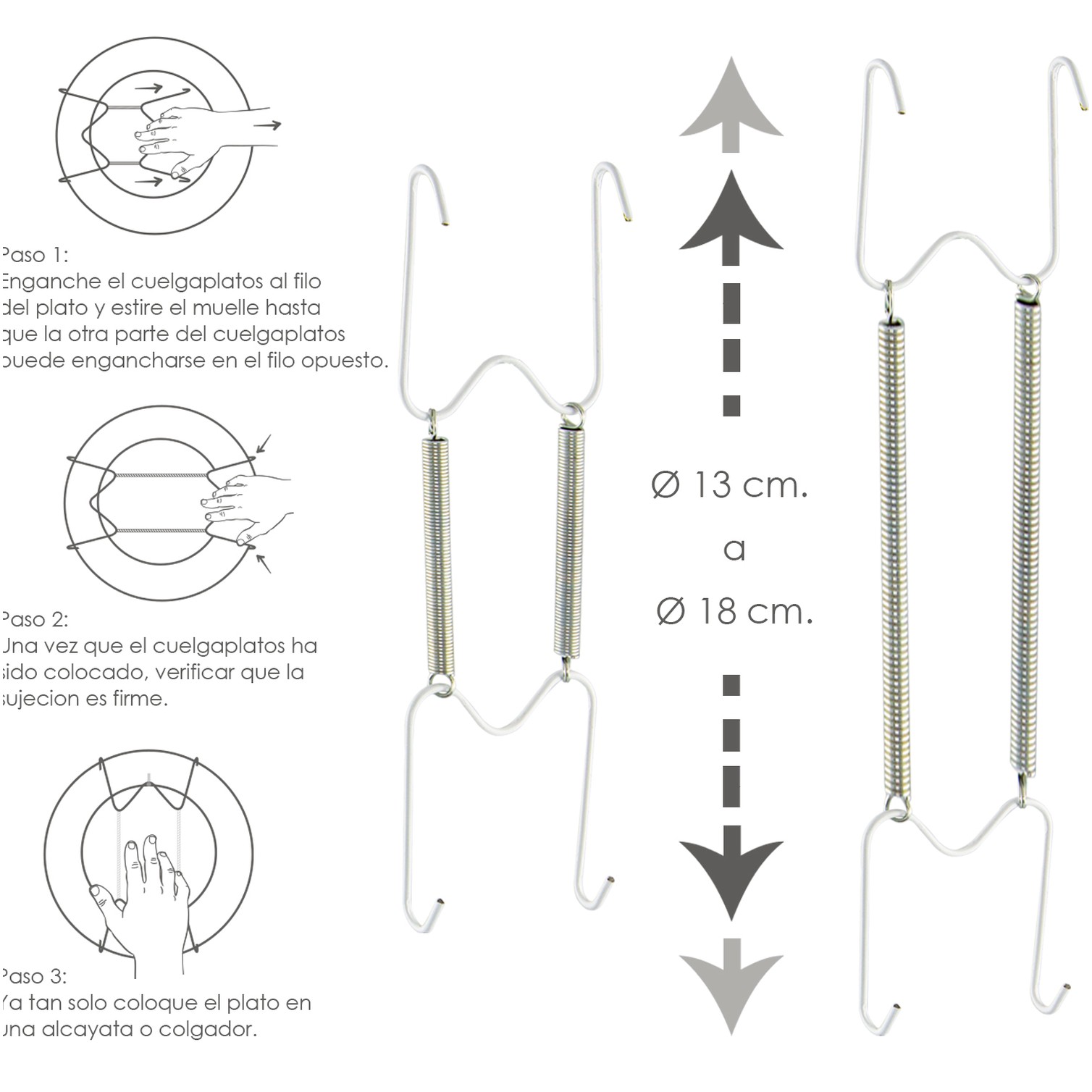 Cuelgaplatos Muelle Para platos de Ø 13 a 18 cm.