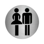 Placa Adhesiva Baño "Mujer / Hombre" Acero Inoxidable Ø 7 cm.