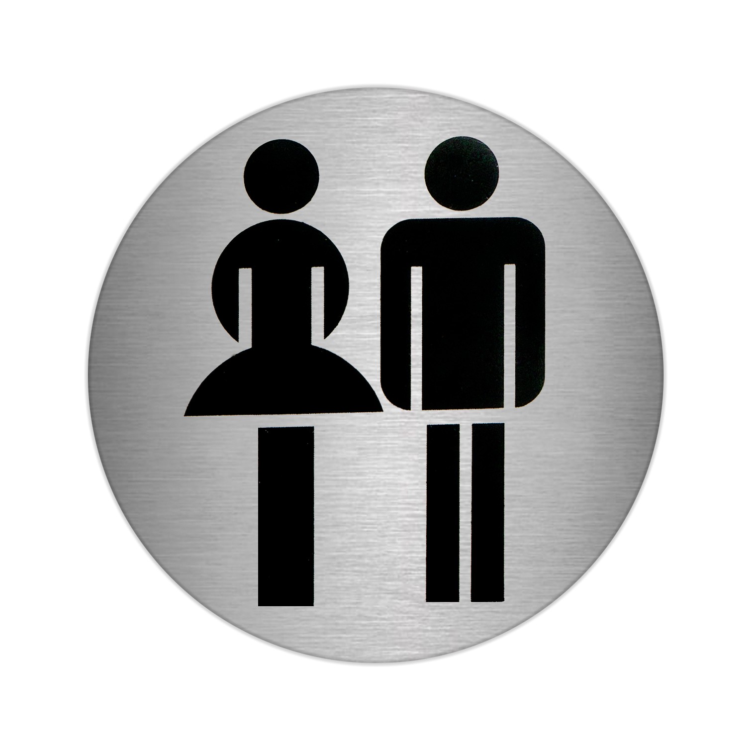 Placa Adhesiva Baño "Mujer / Hombre" Acero Inoxidable Ø 7 cm.