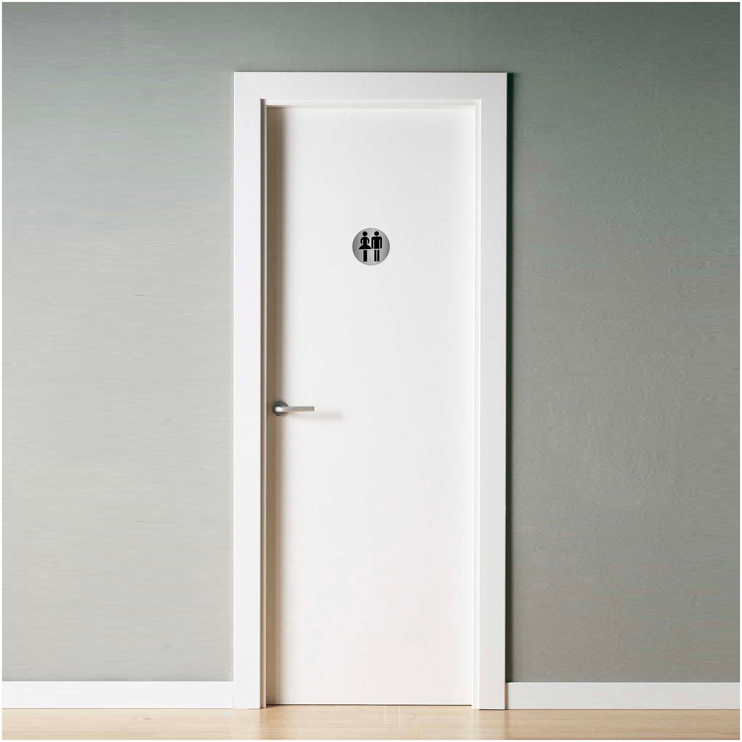 Placa Adhesiva Baño "Mujer / Hombre" Acero Inoxidable Ø 7 cm.
