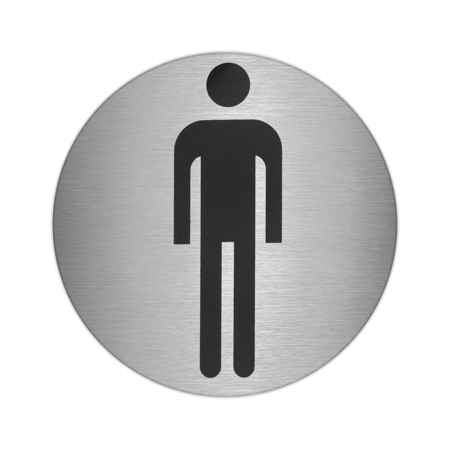 Placa Adhesiva Baño "Hombre" Acero Inoxidable Ø 7 cm.