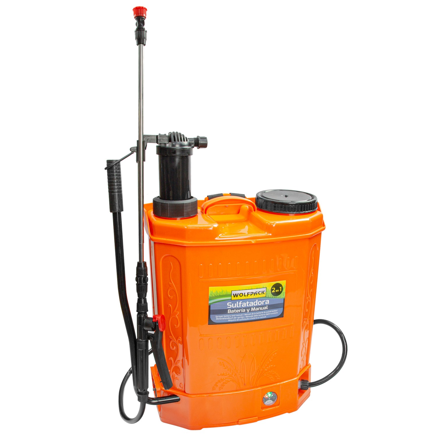 Sulfatadora Electrica A Bateria Doble Uso Bateria o Manual, Con Bateria Recargable 12 V / 8 Amperios