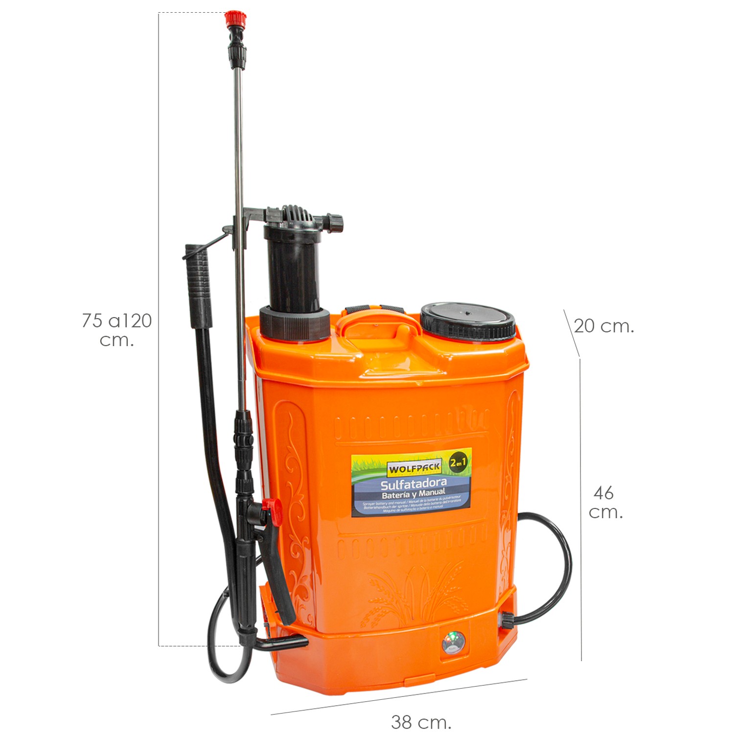 Sulfatadora Electrica A Bateria Doble Uso Bateria o Manual, Con Bateria Recargable 12 V / 8 Amperios